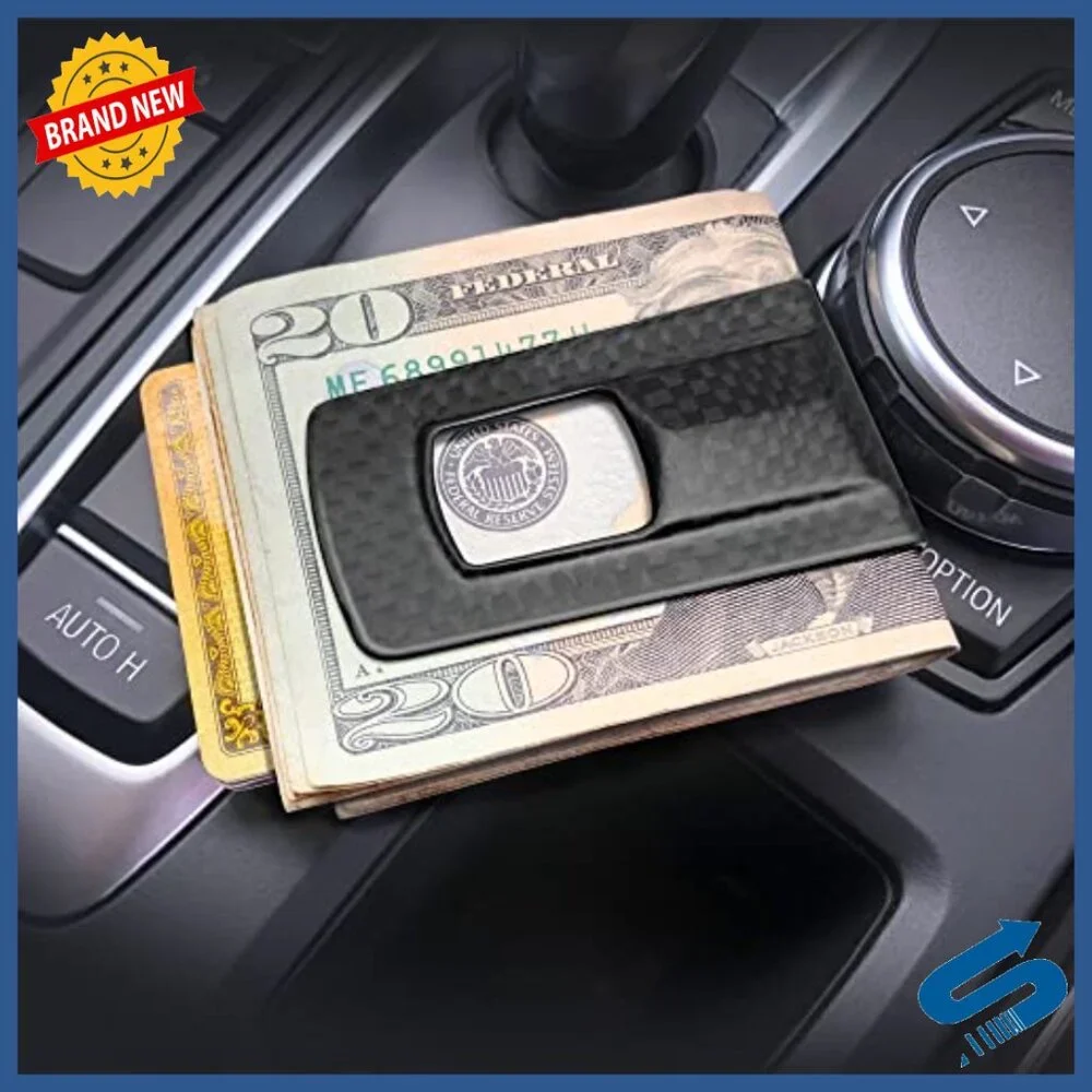 Carbon Fiber Money Clip Wallet for Men - Slim Front Pocket Cash Card Holder